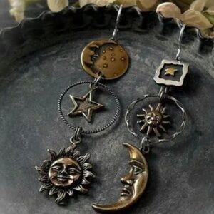 Anthropologie Gold and Silver Celestial Earrings